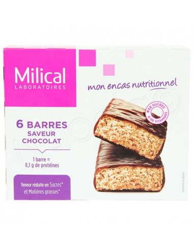 Milical Nutrition 27g x 6 barres minceur saveur chocolat