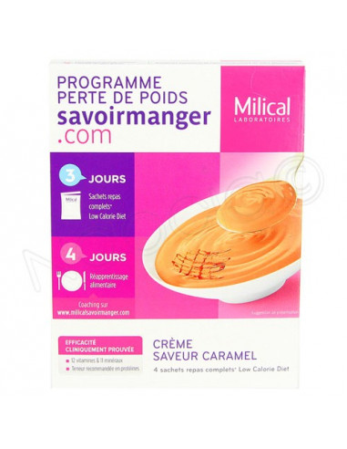 Milical Low Calorie Diet Crème Saveur Caramel. 4x55g