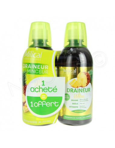 Milical Draineur Minceur Goût Ananas. Lot 2x500ml