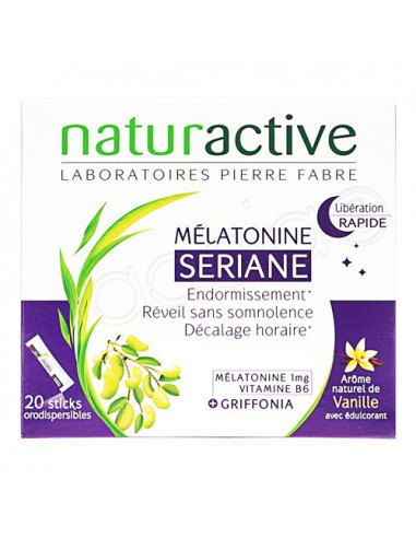 Naturactive Sériane Mélatonine 1mg Libération Rapide. 20 sticks