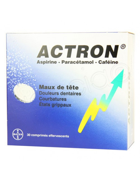 Actron Aspirine Paracétamol Caféine 30 comprimés effervescents