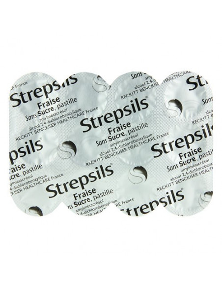 Strepsils Sans Sucre Fraise 24 pastilles à sucer Strepsils - 3