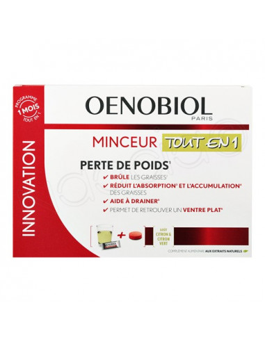 Oenobiol Minceur Tout en 1 Perte de Poids. 30 sticks + 60 comprimés