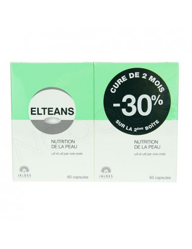 Elteans Nutrition de la Peau. Offre cure de 2 mois 2x60 capsules