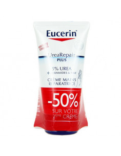Offre Eucerin Crème Mains Réparatrice. Lot 2X75ml -50% sur le 2ème