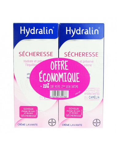 Hydralin Sécheresse Crème Lavante. Lot 2x200ml