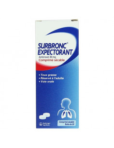 Surbronc Expectorant Ambroxol 30mg Toux grasse 30 comprimés sécables