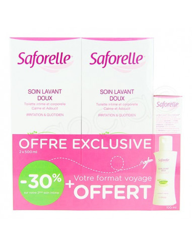 Saforelle Soin Lavant Doux. 2x 500ml + flacon collector offert