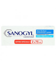 Offre Sanogyl Soin Bi-Fluor Prévention Caries. Lot 2x75ml