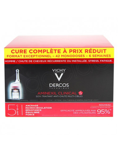 Vichy Dercos Aminexil Clinical 5 Homme. Cure Complète 42 monodoses