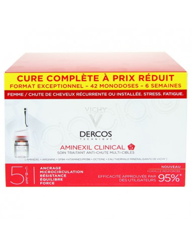 Vichy Dercos Aminexil Clinical 5 Femme. Cure Complète 42 monodoses