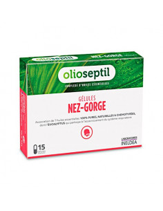 Olioseptil Nez-Gorge. 15 Gélules assainissement des voies respiratoires
