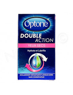 Optone Double Action Yeux Secs Gouttes Hydratantes Lubrifiantes. 10ml