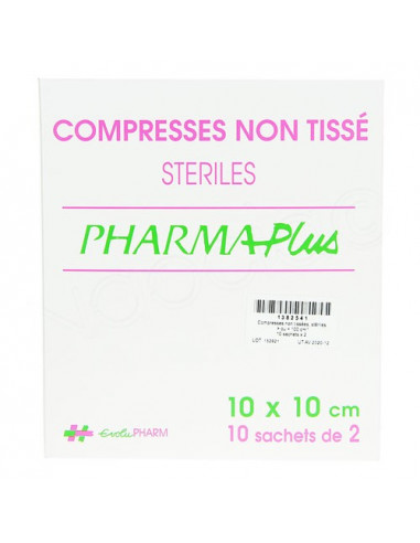 Pharmaplus compresses non tissé 10x10cm 10 sachets de 2