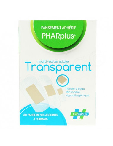 PHARplus Transparent 30 pansements assortis