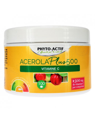 Phyto-Actif Acerola Plus 500 Vitamine C. 100 comprimés - Vitamine C naturelle