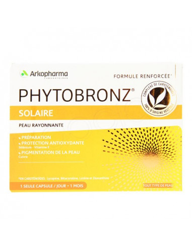 Arkopharma Phytobronz prépare la peau. 30 capsules de 20g