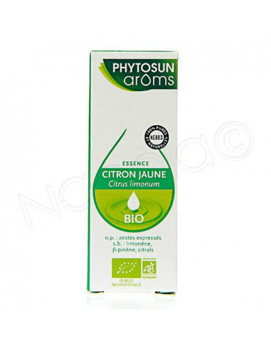 Phytosun arôms Huile Essentielle Citron Jaune Bio. 10ml - pure et naturelle/HEBBD