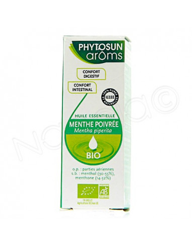 Phytosun arôms Huile Essentielle Menthe Poivrée Bio. 10ml - pure et naturelle/HEBBD