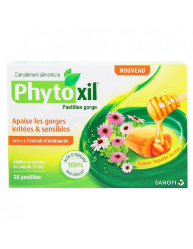 Phytoxil Pastilles Gorge irritée et sensible 20 pastilles coeur liquide au  miel - Archange-pharma