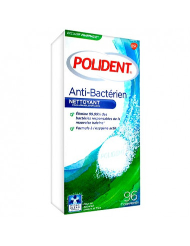 Polident Anti-Bactérien Nettoyant Appareils et Prothèses. 96 comprimés - soin des prothèses