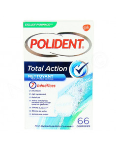 Polident Total Action Nettoyant pour Appareils Dentaires. 66 comprimés