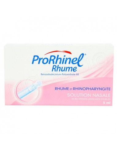 ProRhinel Rhume Rhinopharyngite Solution Nasale. 20 récipients unidoses stériles x5ml