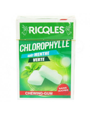 Ricqles Chlorophylle Chewing-Gum Goût Menthe Verte Sans Sucres. 292g
