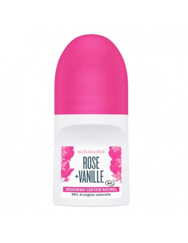 Schmidt's Rose + Vanille Déodorant Naturel. Roll-on 50ml