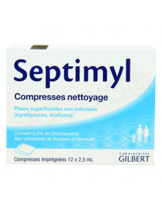 Septimyl Compresses Nettoyage. compresses imprégnées 12 x 25ml