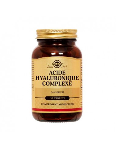 Solgar Acide Hyaluronique Complexe comprimés sans sucre. 30 tablets