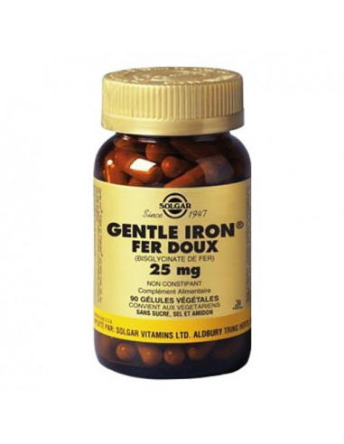 Solgar Gentle Iron Fer Doux 25mg. 90 gélules végétales