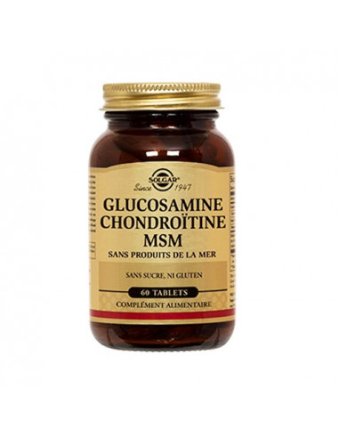 Solgar Glucosamine Chondroitine MSM sans sucre ni gluten. 60 tablets