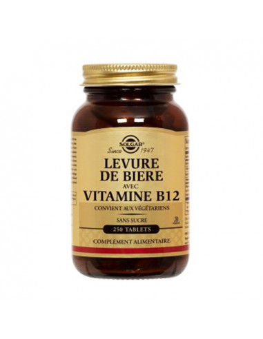 Solgar Levure de bière avec Vitamine B12 sans sucre. 250 tablets