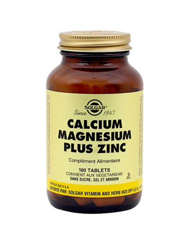 Solgar Calcium Magnésium plus Zinc. 100 comprimés - renforcement osseux