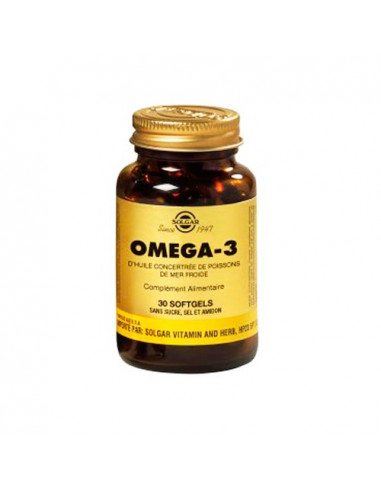 Solgar Omega-3 d'huile concentrée de poissons de mer froide gélules. 30 softgels -