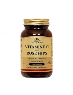 Solgar Vitamine C avec Rose Hips sans sucre ni sel. 100 tablets