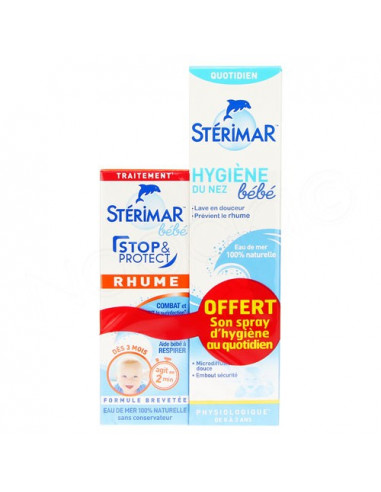 Stérimar Bébé Stop & Protect Rhume Traitement 15ml + Stérimar Hygiène du Nez Bébé 50ml OFFERT