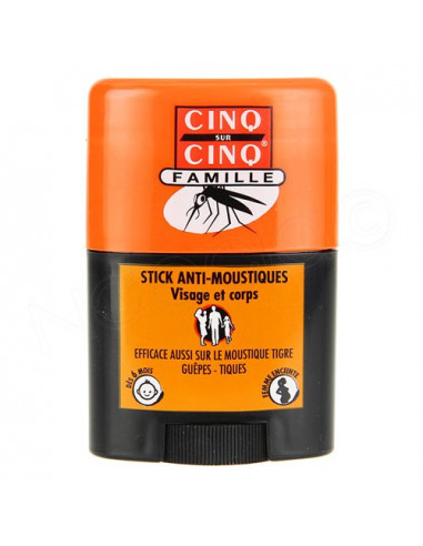 Cinq sur Cinq Famille Stick Anti-Moustiques Visage & Corps. 20ml