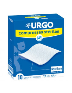 Urgo Compresses stériles non tissées 75 x 75 cm. 10 sachets de 2