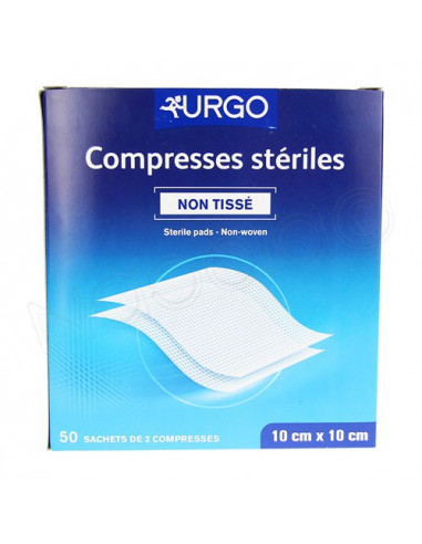 Urgo Compresses Stériles Non Tissé. 50 sachets de 2 compresses 10x10cm