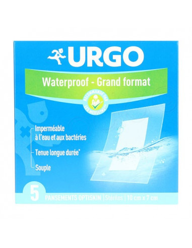 Urgo Pansements prédécoupés waterproof Optiskin 10x7cm Boite de 5