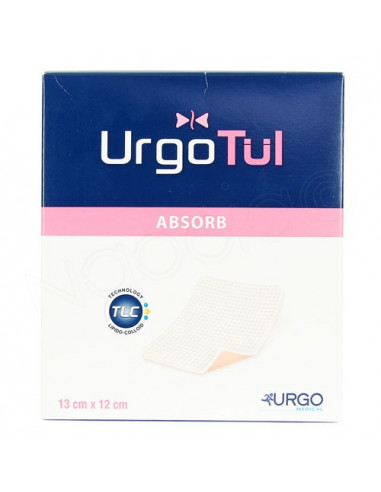 URGOTUL ABSORB Pansement Hydrocellulaire Lipido-Colloïde 13cm x 12cm. Boite de 16