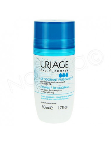 Uriage Déodorant Puissance 3 anti-odeurs anti-transpirant efficacité 24h. 50ml