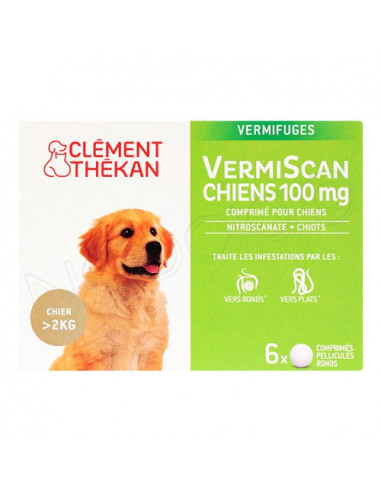VermiScan Chiens 100 mg Vermifuge +2KG. 6 comprimés - chiots et chiens adultes +2kg