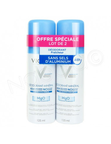 offre Vichy Déodorant Minéral 48h Spray. Lot 2x125ml