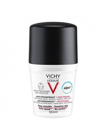Vichy Homme Déodorant Anti-transpirant Anti-traces Protection Chemises. Roll-on 50ml