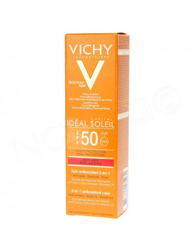 Vichy Idéal Soleil SPF50 Anti-âge Soin Antioxydant 3en1. 50ml