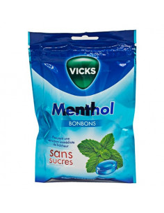 Vicks Bonbons Menthol Sans Sucres. 72g - menthol haleine fraiche voies respiratoires