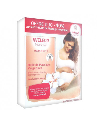 Weleda Maternité Huile de Massage Vergetures. Duo 2x100ml